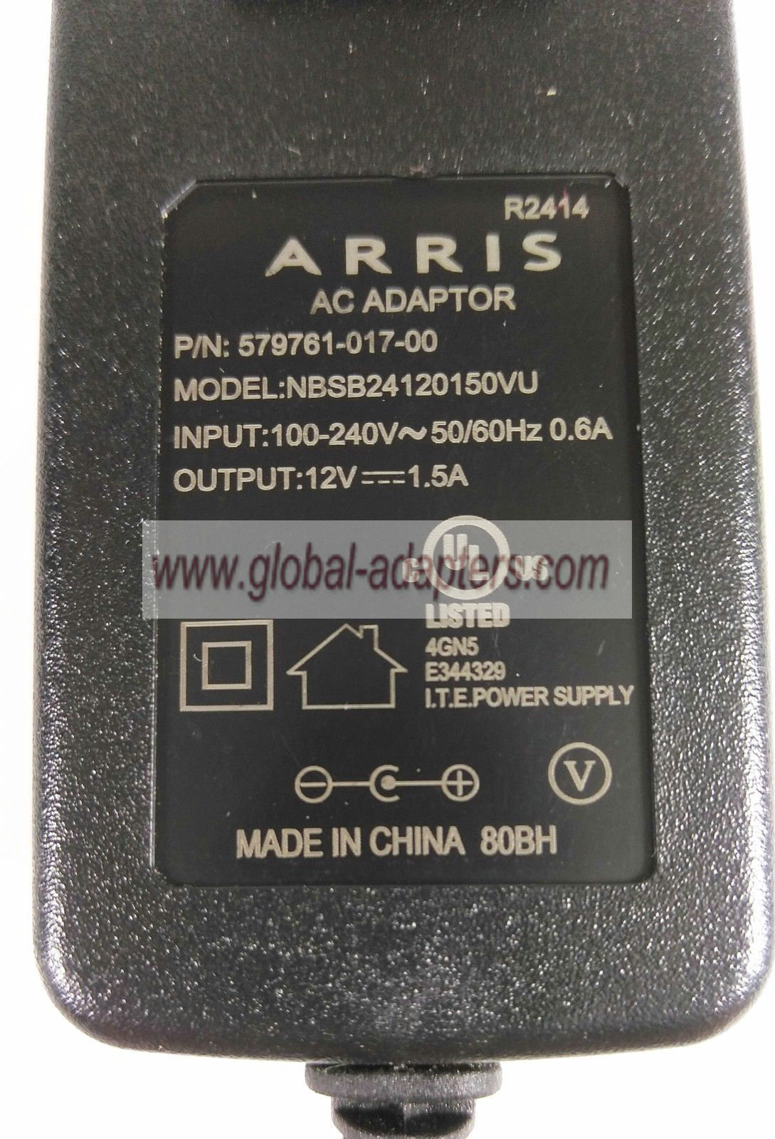 12V 1.5A Genuine Arris NBSB24120150VU 579761-017-00 Power Supply AC Adaptor - Click Image to Close